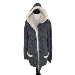 Natural Reflections Women's S Small Knit Cardigan w. Hoodie Plush Accents Gray
